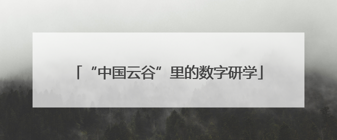 “中国云谷”里的数字研学