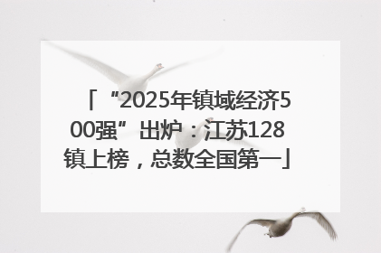 “2025年镇域经济500强”出炉：江苏128镇上榜，总数全国第一