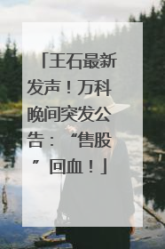 王石最新发声！万科晚间突发公告：“售股”回血！