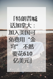 特朗普喊话加拿大：加入美国可免费用“金穹” 不然要花610亿美元