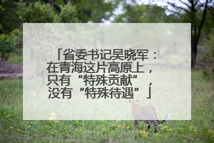 省委书记吴晓军：在青海这片高原上，只有“特殊贡献”，没有“特殊待遇”