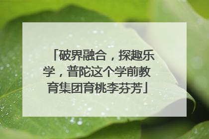 破界融合，探趣乐学，普陀这个学前教育集团育桃李芬芳