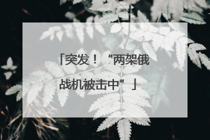 突发！“两架俄战机被击中”