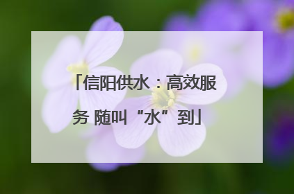 信阳供水：高效服务 随叫“水”到