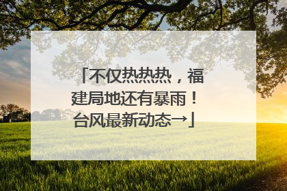 不仅热热热，福建局地还有暴雨！台风最新动态→