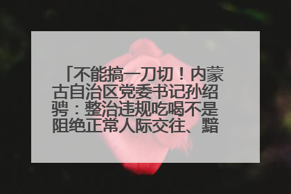 不能搞一刀切！内蒙古自治区党委书记孙绍骋：整治违规吃喝不是阻绝正常人际交往、黯淡人间烟火
