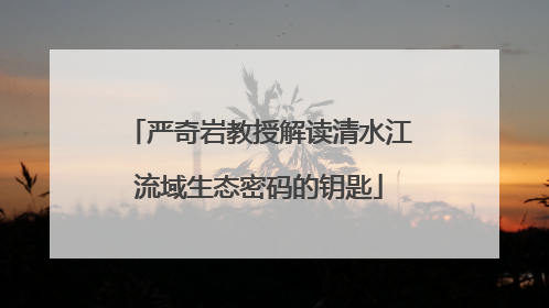 严奇岩教授解读清水江流域生态密码的钥匙