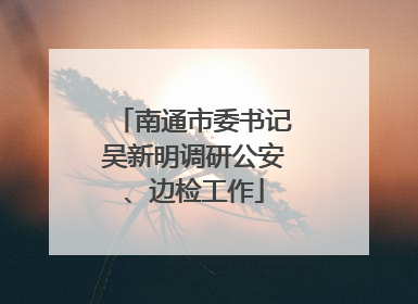 南通市委书记吴新明调研公安、边检工作