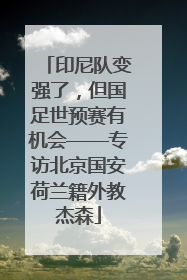 印尼队变强了，但国足世预赛有机会——专访北京国安荷兰籍外教杰森