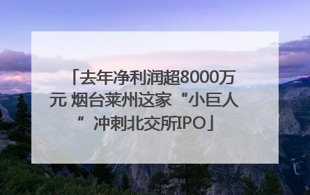 去年净利润超8000万元 烟台莱州这家“小巨人”冲刺北交所IPO