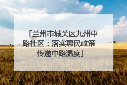 兰州市城关区九州中路社区：落实惠民政策 传递中路温度