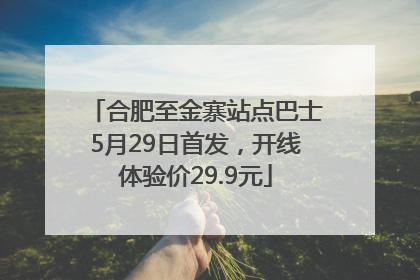 合肥至金寨站点巴士5月29日首发，开线体验价29.9元