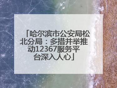哈尔滨市公安局松北分局：多措并举推动12367服务平台深入人心