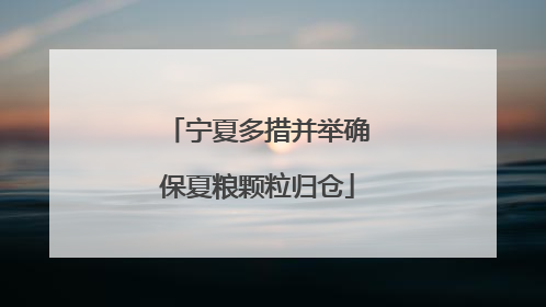 宁夏多措并举确保夏粮颗粒归仓