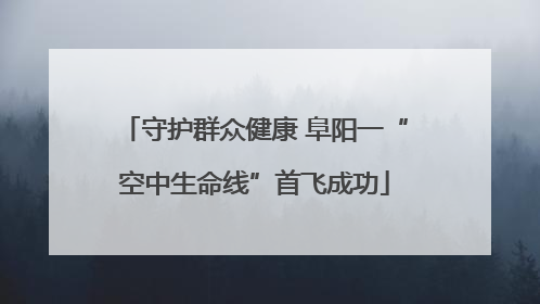 守护群众健康 阜阳一“空中生命线”首飞成功