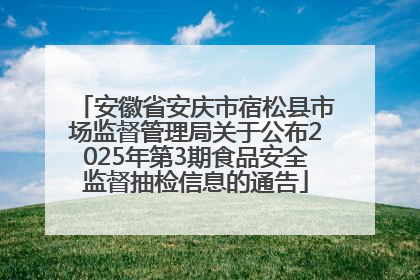 安徽省安庆市宿松县市场监督管理局关于公布2025年第3期食品安全监督抽检信息的通告
