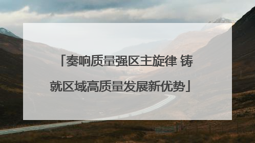 奏响质量强区主旋律 铸就区域高质量发展新优势