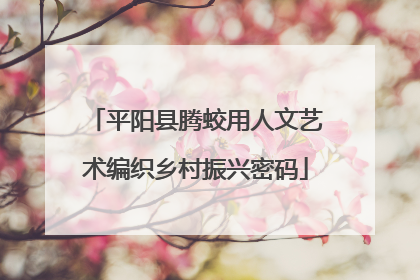 平阳县腾蛟用人文艺术编织乡村振兴密码
