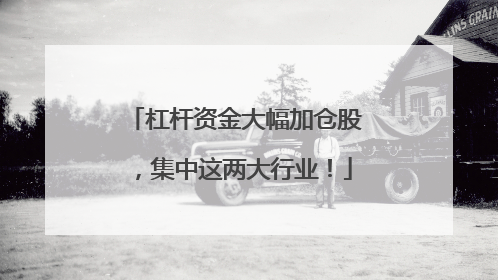 杠杆资金大幅加仓股，集中这两大行业！