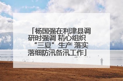 杨国强在利津县调研时强调 精心组织“三夏”生产 落实落细防汛备汛工作