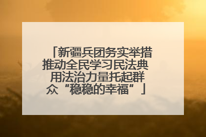 新疆兵团务实举措推动全民学习民法典 用法治力量托起群众“稳稳的幸福”