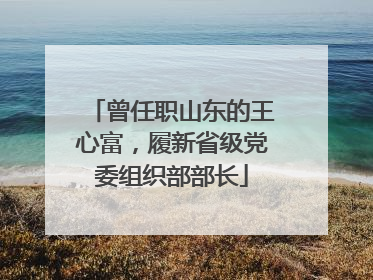 曾任职山东的王心富，履新省级党委组织部部长