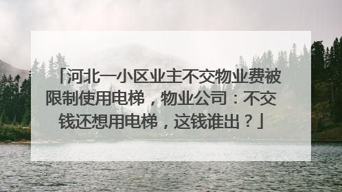 河北一小区业主不交物业费被限制使用电梯，物业公司：不交钱还想用电梯，这钱谁出？