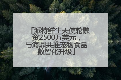 派特鲜生天使轮融资2500万美元，与海鼎共推宠物食品数智化升级
