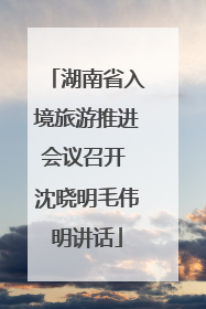湖南省入境旅游推进会议召开 沈晓明毛伟明讲话