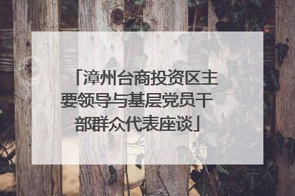 漳州台商投资区主要领导与基层党员干部群众代表座谈