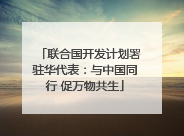 联合国开发计划署驻华代表：与中国同行 促万物共生