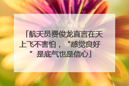 航天员费俊龙直言在天上飞不害怕，“感觉良好”是底气也是信心