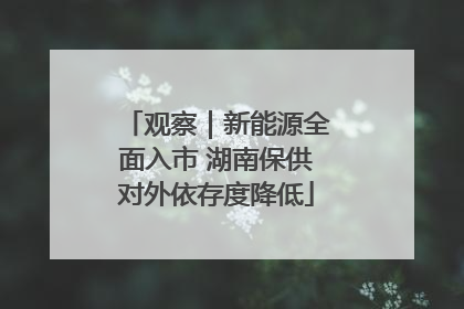 观察｜新能源全面入市 湖南保供对外依存度降低