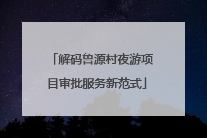 解码鲁源村夜游项目审批服务新范式