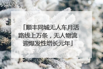 顺丰同城无人车月活路线上万条，无人物流迎爆发性增长元年