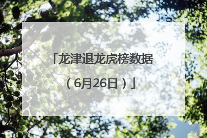 龙津退龙虎榜数据（6月26日）