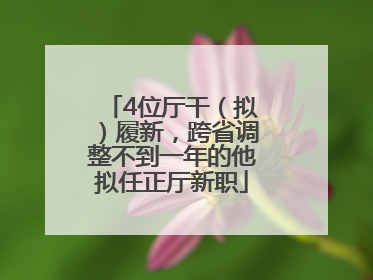 4位厅干（拟）履新，跨省调整不到一年的他拟任正厅新职
