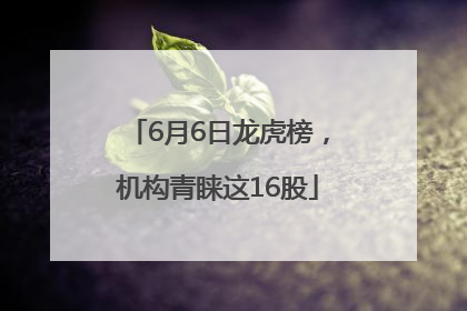 6月6日龙虎榜，机构青睐这16股